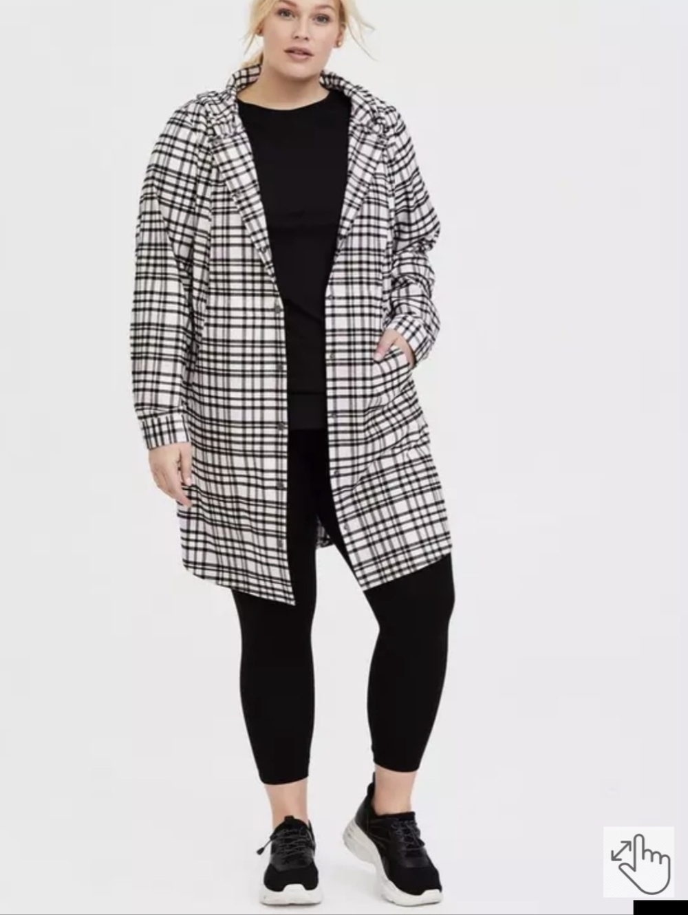Torrid NWOT Sz 0 Plaid Hooded Button-Front Women's Jacket - Pink/Black